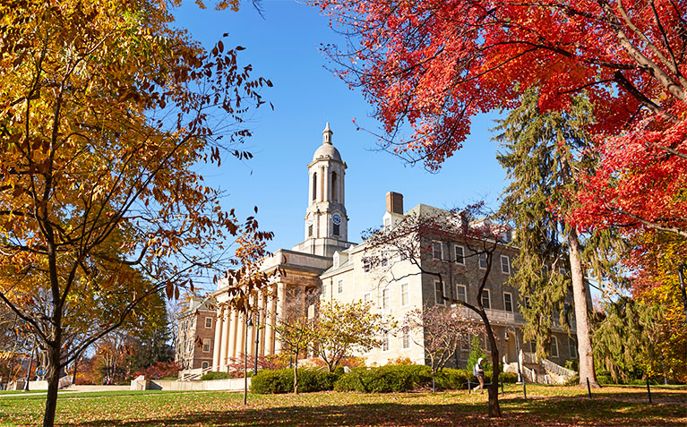 Old Main in the fall leaves