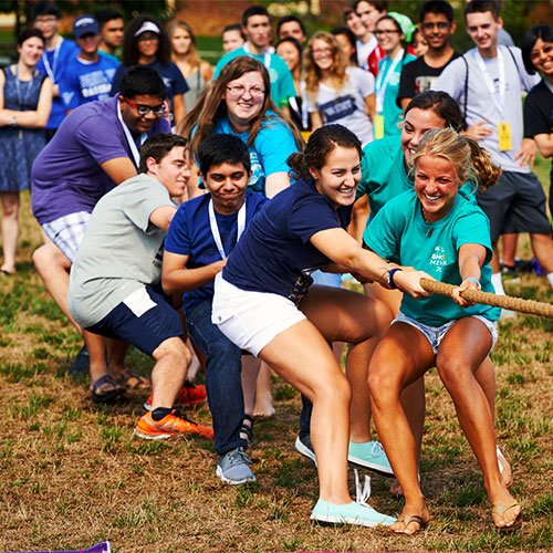 Scholars playing tug of war at SHO TIME