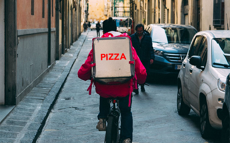 Food being delivered by bicycle