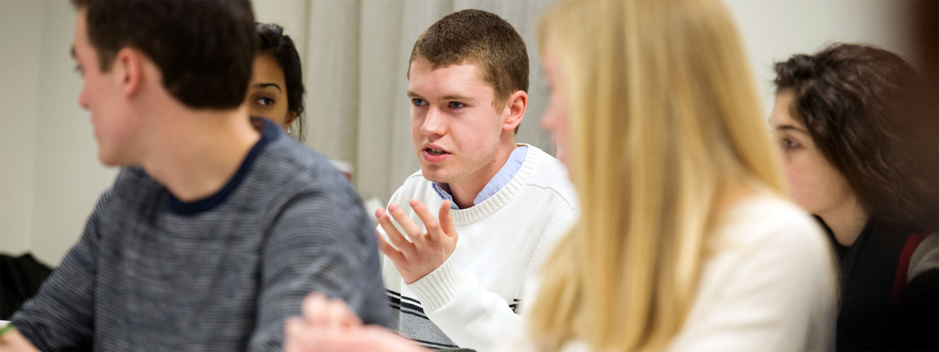 Schreyer staff welcoming students to an information session