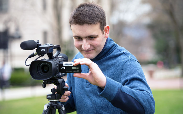 Schreyer Scholar Sebastien Kraft filiming