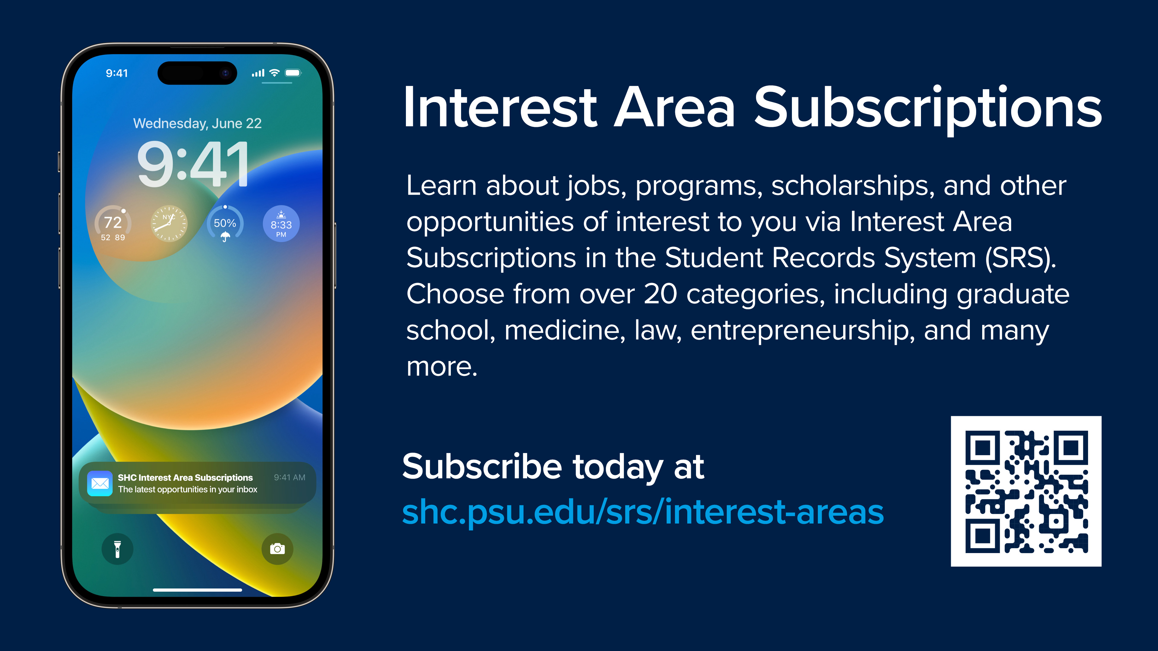 Subscribe to interest area lists through SRS