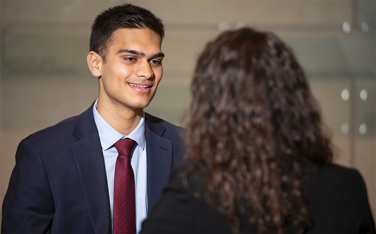 Schreyer Scholar networking at a career event