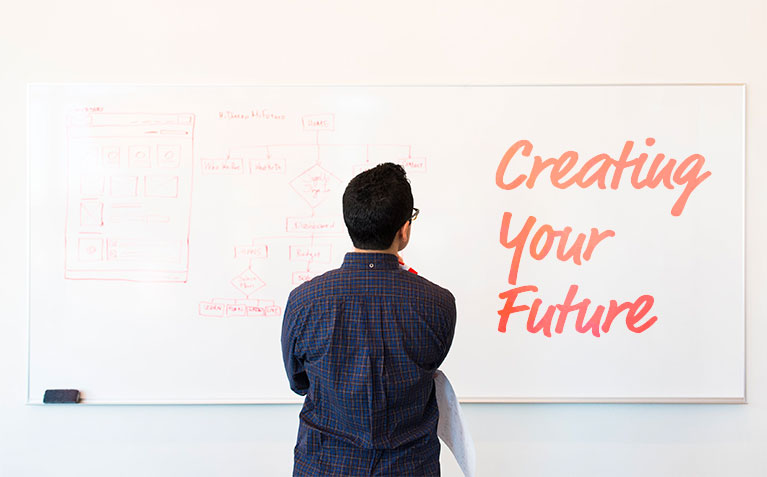 Student looking at a whiteboard