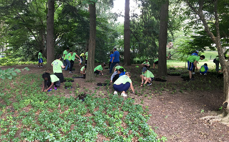 Scholars participating in the Fresh Start Day of Service